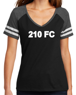210 FC LADIES SPIRIT VNECK TEE BLK/GRY Image