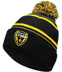 Black/Gold POM Beenie