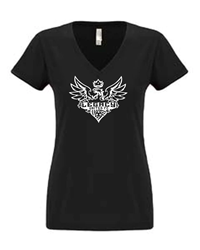 Women's V-Neck Glitter Tee - Black